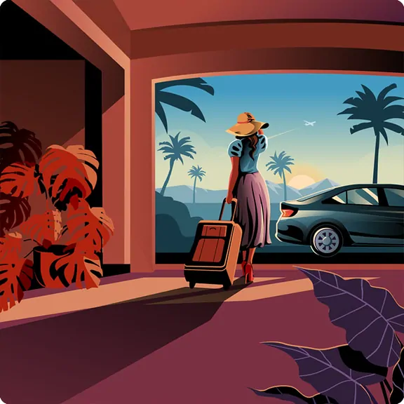 Traveler with car illustration